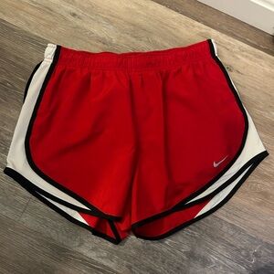Nike Red, Black, and White Women's Athletic Shorts